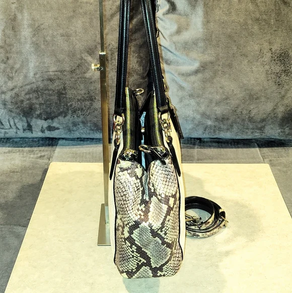 COACH CHRISTIE CARRYALL EXOTIC CROSS GRAIN LEATHER SNAKE PRINT CROSSBODY SATCHEL - Picture 10 of 16